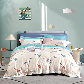 Bộ 5 món NIN House ga giường, áo gối Tencel 800 cho nệm kích thước 1m6x2m size Queen, tencel 60s nhiều màu sắc không kèm mền, chất lượng Hàn Quốc