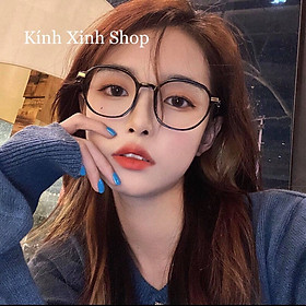 Kính Giả Cận, Gọng Kính Cận Chống Tia Bức Xạ, Chống Ánh Sáng Xanh Dáng Tròn Gọng Kim Loại Tăm Hàn Quốc Cao Cấp