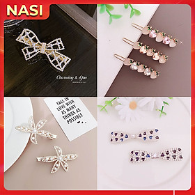 Kẹp tóc nữ hàn quốc Rhinestone NASI cao cấp màu ngọc xinh xắn dễ thương kẹp tóc mái phụ kiện tóc