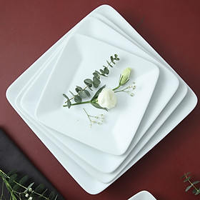Đĩa vuông Long Phương bằng sứ trắng cao cấp