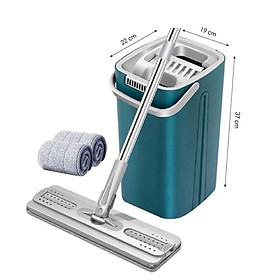 Mua Cây lau nhà tự vắt thông minh  bộ lau nhà (1 thùng + 2 cây lau + 8 bông lau) đầu xoay 360 độ cao cấp