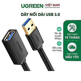 Mua Dây nối dài USB 3.0 mạ vàng dài từ 1-3m UGREEN US129 dây dạng dẹt và tròn - Hàng Chính Hãng