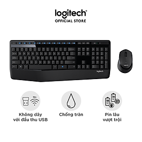 Combo chuột phím không dây Logitech MK345 - 1 đầu thu USB, pin lâu, chống tràn, fullsize - Hàng chính hãng