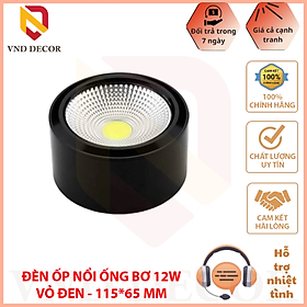 Mua Đèn Ống Bơ Ốp Trần Nổi Công Suất 12W Vỏ Đen - Đèn Lon Nổi Vỏ Đen Nhôm Đúc