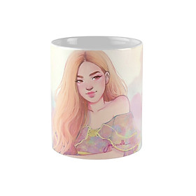 Cốc in hình Rose BlackPink Fanart có quai