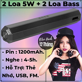 Mua Loa Bluetooth A21 Nghe Nhạc 2 Loa 5W Công Suất Lớn + 2 Bass  Pin 1200mAh  Bass Mạnh  Hỗ Trợ Khe Cắm Thẻ Nhớ  USB  Đài FM