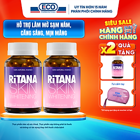 [Tặng Hộp 15v] Combo 2 Chai 60v – Viên Uống Trắng Da Ritana Ecogreen Chứa Glutathione Mờ Sạm Nám, Chống Nắng Cho Da