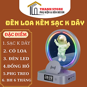 Mua Đèn loa phi hành gia treo lơ lửng kèm sạc không dây   đồng hồ   đèn led nghe nhạc dercor cho mọi không gian làm quà tặng