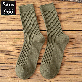 Tất cao cổ nữ vintage hàn quốc Sans966 vớ len gân trơn basic cotton dày dặn đẹp nhiều màu nâu trắng đen nâu xanh đỏ