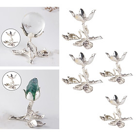4Pieces Silver Plated Flower Shaped Crystal Ball Stand Rack Display for Crystal Ball Photography Base Sphere Globe Holder