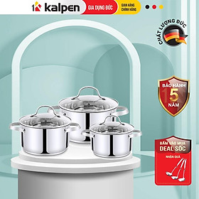 Mua Bộ Nồi INOX 304 Cao Cấp 5 Đáy Lermat Size 16-20-24cm Model L1 Hàng Chính Hãng KALPEN-GIA DỤNG ĐỨC Bảo Hành 2 Năm
