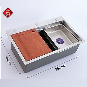 Mua  Cao Cấp  Bồn chậu rửa chén bát inox 304 1 hố lớn 78x46cm dày 3.5 li
