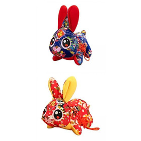 2x Cute Chinese New Year Rabbit Plush Toy Bunny Doll Holiday Stuffed Animal