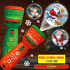 Đèn pin chiếu hình giáng sinh noel cho bé chất liệu nhựa ABS an toàn