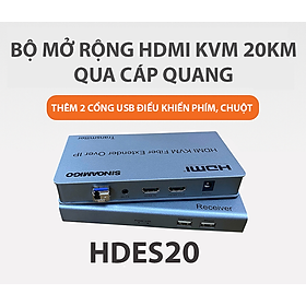 Mua Bộ chuyển đổi HDMI sang quang 20km Sinoamigo HDES20 - Hỗ trợ KVM  IR  2 cổng USB  Full HD - Hàng nhập khẩu chính hãng