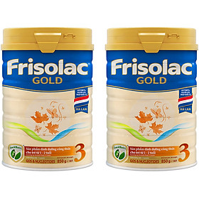 2 lon sữa Sữa Bột Frisolac Gold 3 850g Dành Cho Trẻ Từ 1 - 2 Tuổi