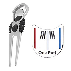 Anti-slip Golf Divot Tool Ball Marker Pitch Repair Tool + Magnetic Hat Clip