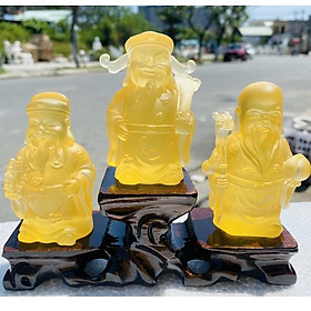 Bộ Tam Đa Phúc Lộc Thọ Bằng Đá Lưu Ly Cao Cấp - Cao 11cm