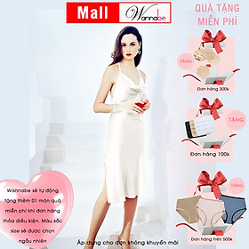 Đầm ngủ phi lụa cao cấp WANNABE DNS66 váy ngủ dáng dài, cổ đổ sang trong phía sau cut out khoe lưng trần quyến rũ