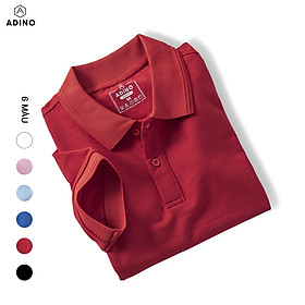 Hình ảnh Áo polo nữ màu đỏ phối viền chìm ADINO vải cotton polyester mềm dáng slimfit công sở hơi ôm trẻ trung APN03