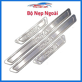 Bộ ốp bậc cửa trong ngoài nẹp bước chân Kona 2018-2019-2020-2021-2022 Inox chống trầy trang trí xe