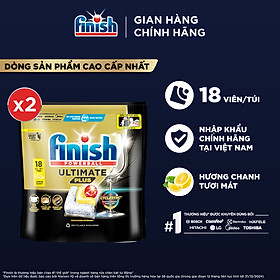 [Mới] Viên rửa chén bát hương chanh Finish Ultimate Plus All in one túi 18 viên - dòng siêu cao cấp