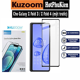 Miếng dán kính cường lực màn hình trước cho Samsung Galaxy Z Fold 3 / Z Fold 4 full 9D hiệu HOTCASE Kuzoom Protective Glass - mỏng 0.3mm, vát cạnh 2.5D, độ cứng 9H, viền cứng mỏng chống vỡ cạnh - Hàng nhập khẩu