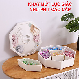 Mua KHAY MỨT  BÁNH KẸO TẾT HÌNH LỤC GIÁC PHÍP CỨNG CAO CẤP - Sang Trọng  Sạch Sẽ  Tiện Dụng  Dễ Vệ Sinh - Họa Tiết Giao Ngẫu Nhiên