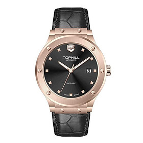 ĐỒNG HỒ TOPHILL TA053G.SB3152 Đồng hồ nam, dây da, máy automatic chống nước 5ATM