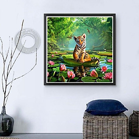 DIY Diamond Painting Cute Cartoon Flower Tiger Embroidery Picture for Home Wall Decoration