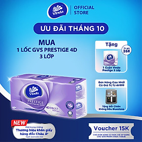 Giấy vệ sinh cao cấp Vinda Prestige 4D 3 lớp (8 Cuộn)