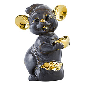 Chuột Quý Trang Trí Vàng 24K Gốm Sứ Minh Long