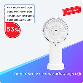 Quạt Cầm Tay Phun Sương Với 3 Mức Độ Gió Điều Khiển Bằng Nút Nhấn, Dung Lượng Pin Lên Đến 2000mAh, Công Suất 3.7W