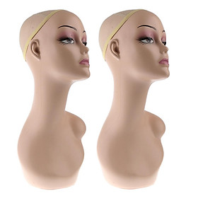 ABS Female Wig Mannequin Head Hairpiece Jewelry Hat Display Bust Stand 2pcs
