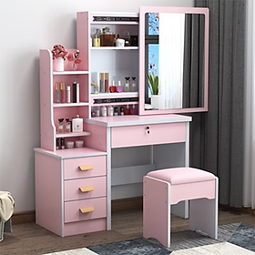 Mua Bàn phấn gỗ gương trượt - Bàn ghế trang điểm decor phòng ngủ đẹp màu hồng  trắng  be