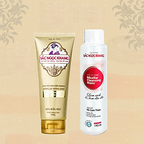 Bộ đôi làm sạch sâu cho da Sắc Ngọc Khang Nước tẩy trang 145ml  Sữa rửa mặt 100g