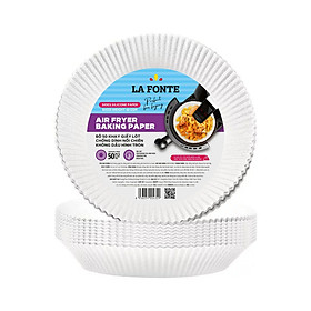 Bộ 50 khay giấy lót chống dính nồi chiên không dầu hình tròn La Fonte 004329-WHI (50 tờ/hộp) - Hàng chính hãng