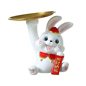 Resin Rabbit Statue Bunny Sculpture Holder Desktop Decor Creative for Candy