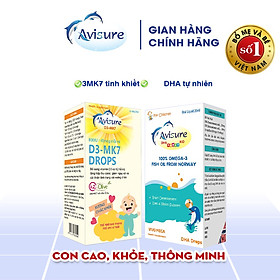 Combo Avisure D3MK7 và Avisure DHA smart kid hỗ trợ bé cao lớn, thông minh