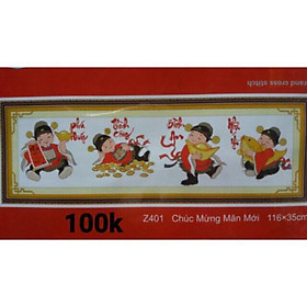 Mua Tranh thêu chữ thập CHÚC MỪNG NĂM MỚI Z401 (chưa thêu)