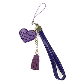 Móc khóa dây treo điện thoại trái tim và tua rua