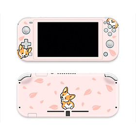 Skin decal dán Nintendo Switch Lite mẫu Corgi dễ thương so cute nền hồng (dễ dán, đã cắt sẵn)