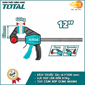 Thanh kẹp nhanh có lực kẹp 60kg total tht1340601 và tht1340602 - thanh êtô, nhiều kích thước, kẹp gỗ, cảo kẹp nhanh