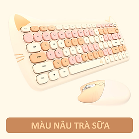 Mua Bàn phím và chuột không dây Mofii thiết kế tai mèo đáng yêu phong cách nữ tính 84 nút hình socola độc lạ - Hàng Chính Hãng