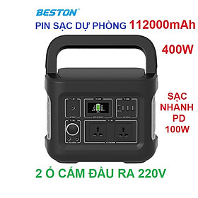 Mua Pin sạc dự phòng cao cấp  trạm sạc lưu điện du lịch BESTON 220V công suất 400W Dung lượng 112000mAh hỗ trợ đi cắm trại  dùng quạt điện  máy chiếu  phòng khi mất điện - Hàng nhập khẩu