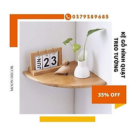Mua Kệ gỗ góc tường hình quạt treo tường trang trí để đồ lưu niệm cây cảnh mini phòng ngủ