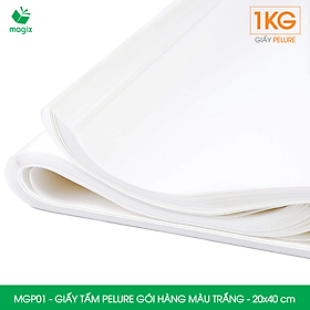 MGP01 - 20x40 cm - 1KG giấy Pelure trắng đóng hàng, giấy nến gói quần áo, giày dép, phụ kiện
