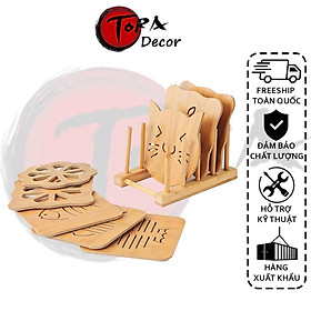 Mua Miếng lót nồi cách nhiệt   Tấm lót nồi gỗ decor dễ thương nhiều hình
