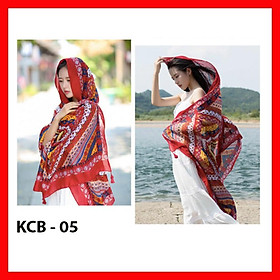 Khăn choàng đi biển chống nắng vintage thổ cẩm, khăn boho 4 mùa thời trang - Hàng Loại 1