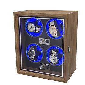 Hộp Xoay Đồng Hồ Cơ 4 Ngăn SAIKE SAIKE S4001 Vỏ Gỗ - Có Đèn LED - SANG TRỌNG